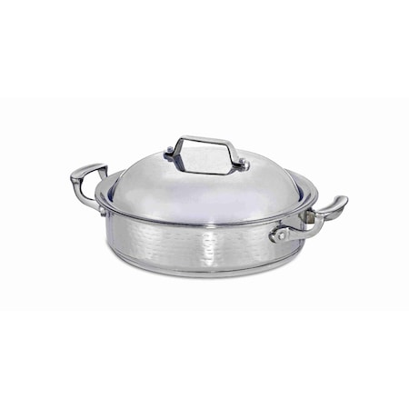 Bon Chef Cucina Saute Pot W/ Domed Lid, Freeway Finish, Ind Btm, 11 3/16"Dia X 3 2/7"H, 2 Hndls, 4 Qt 60001FREEWAY